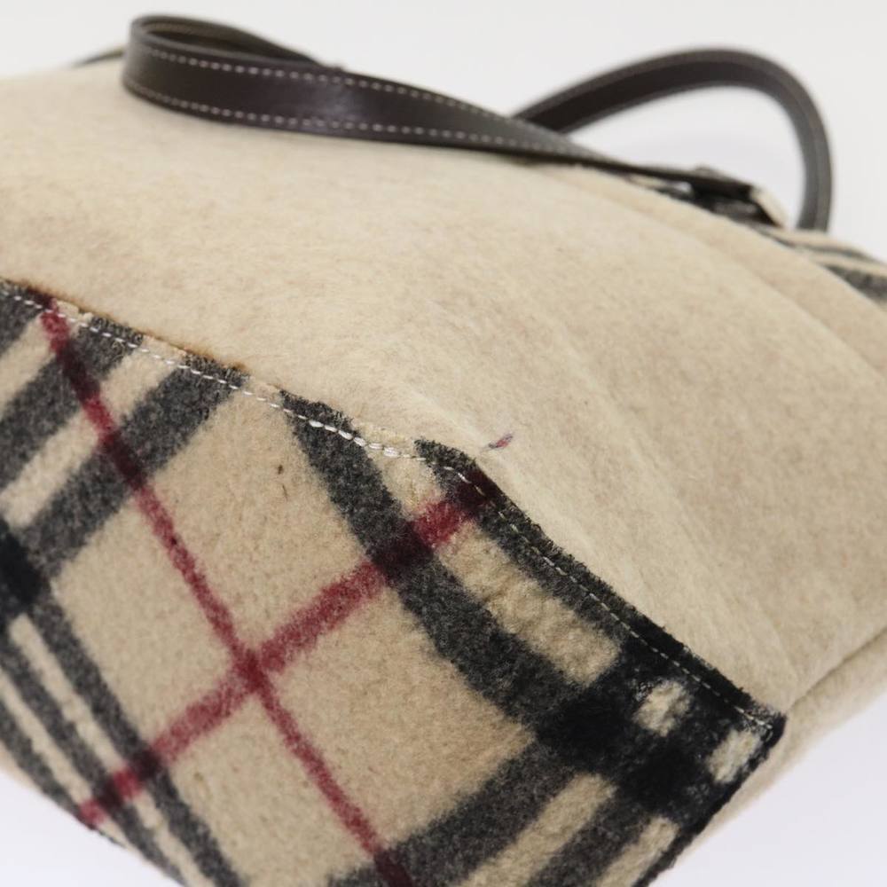 BURBERRY Nova Check Blue Label Tote Bag Wool Beige Auth bs6452 - Picture 15 of 16